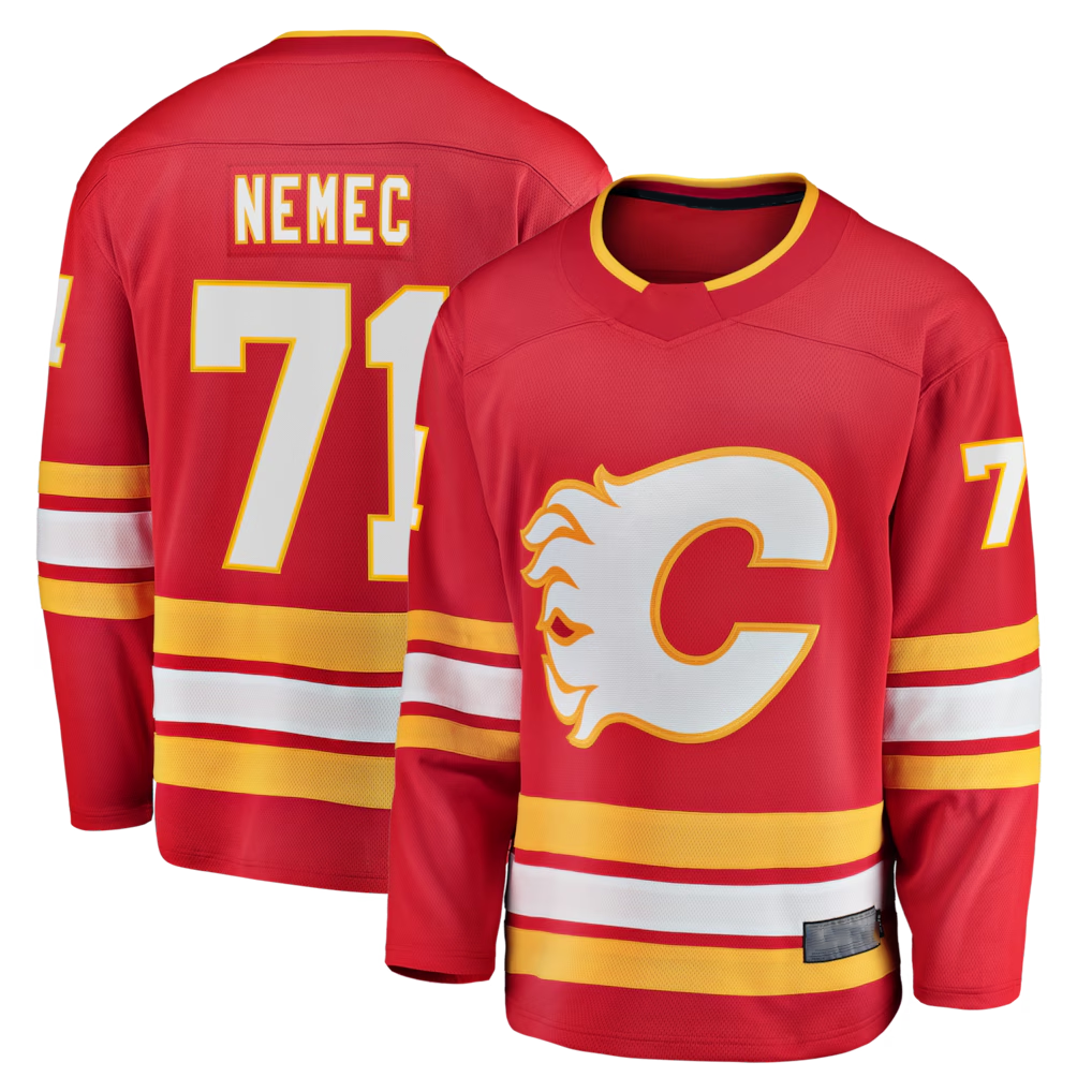 Tuec C.Flames #71 Simon Nemec Red Home Breakaway Jerseys