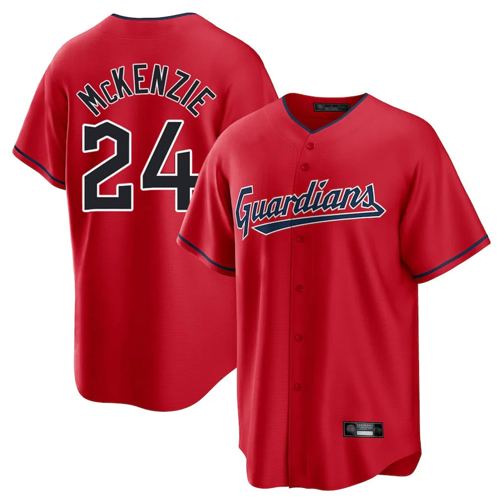Ldoa C.Guardians #24 Triston McKenzie Player Red Home Game Stitched Jerseys