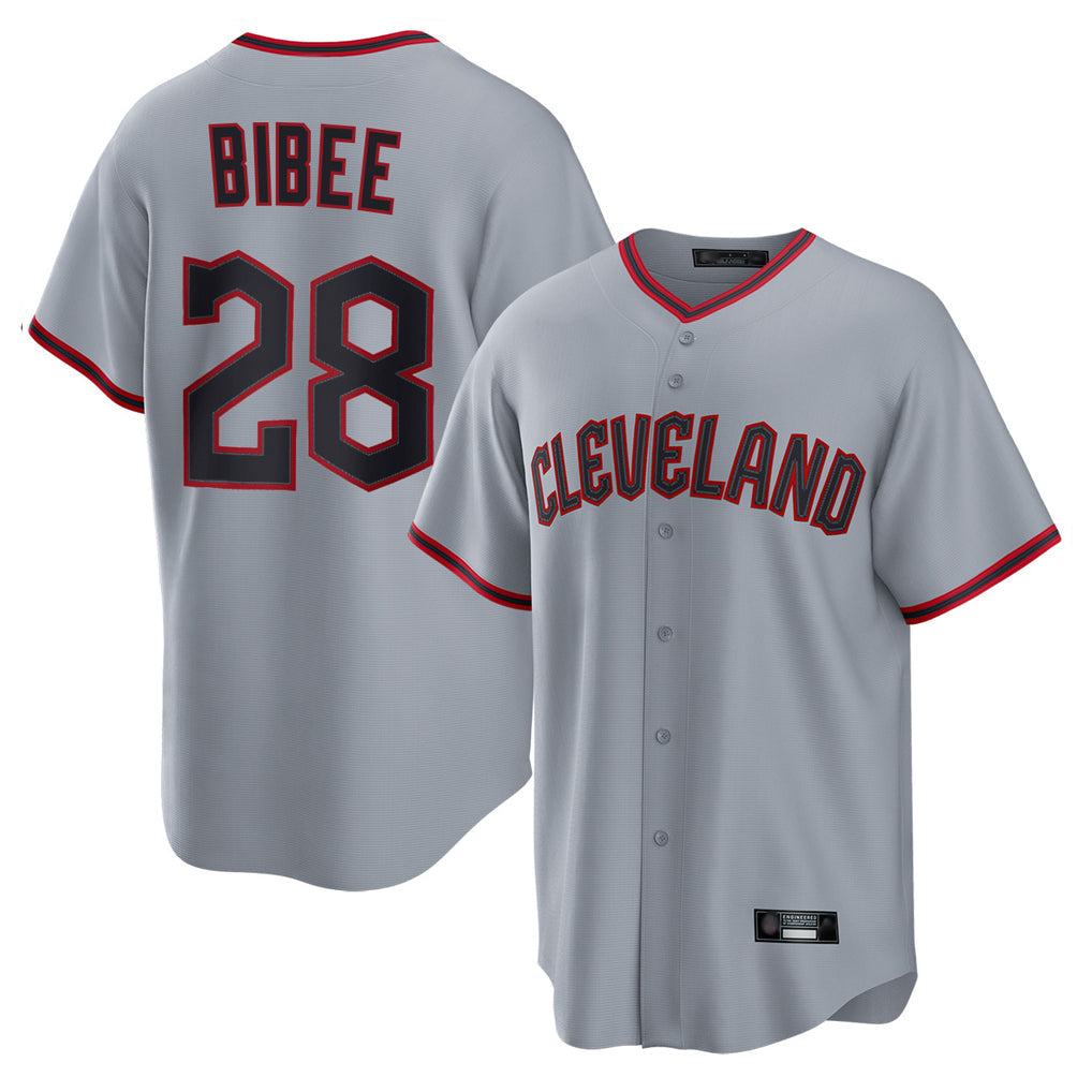 Ldoa C.Guardians #28 Tanner Bibee Player Gray Home Game Stitched Jerseys