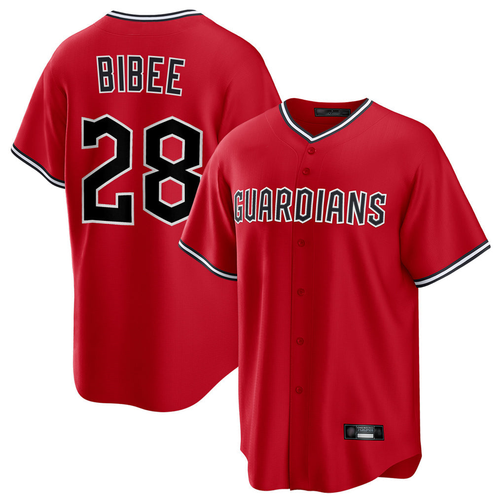 Ldoa C.Guardians #28 Tanner Bibee Player Red Home Game Stitched Jerseys
