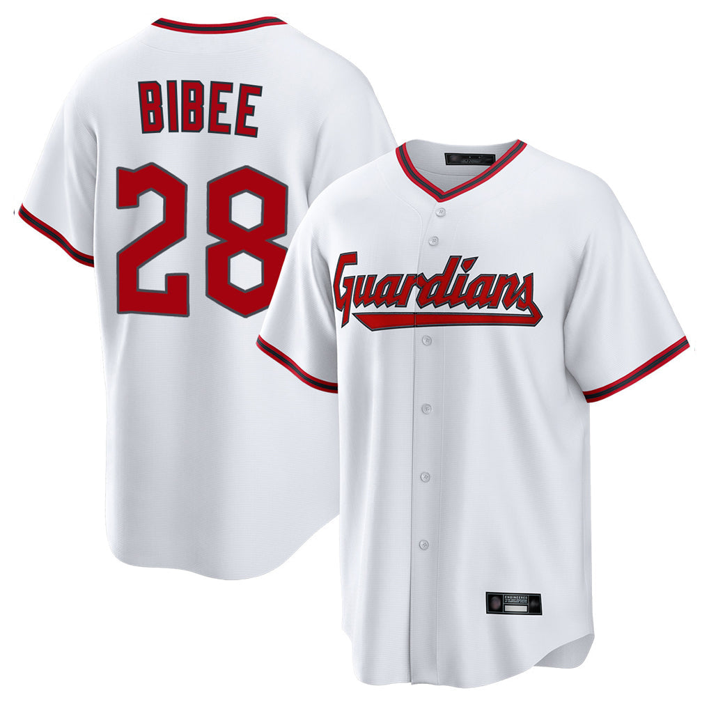 Ldoa C.Guardians #28 Tanner Bibee Player White Game Home Stitched Jerseys