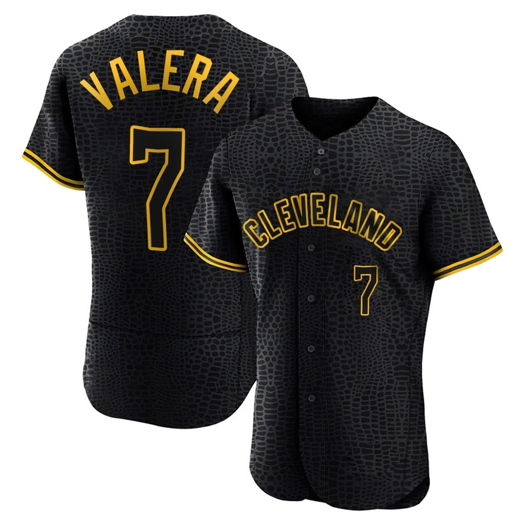 Ldoa C.Guardians #7 George Valera Player Black Snake Skin City Limited Elite Home Stitched Jerseys