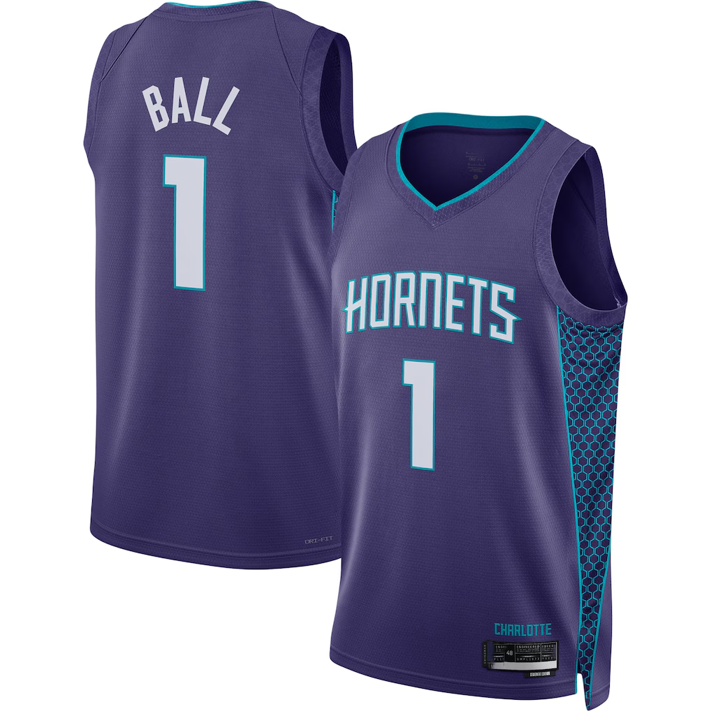 Ldoa C.Hornets #1 LaMelo Ball Jordan Brand Purple Swingman Jerseys - Statement Edition