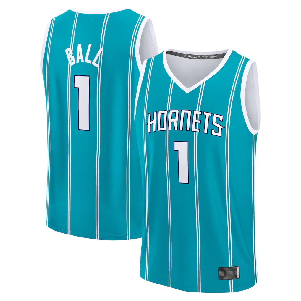 Ldoa C.Hornets #1 LaMelo Ball  Teal Fast Break Replica Player Jerseys - Icon Edition