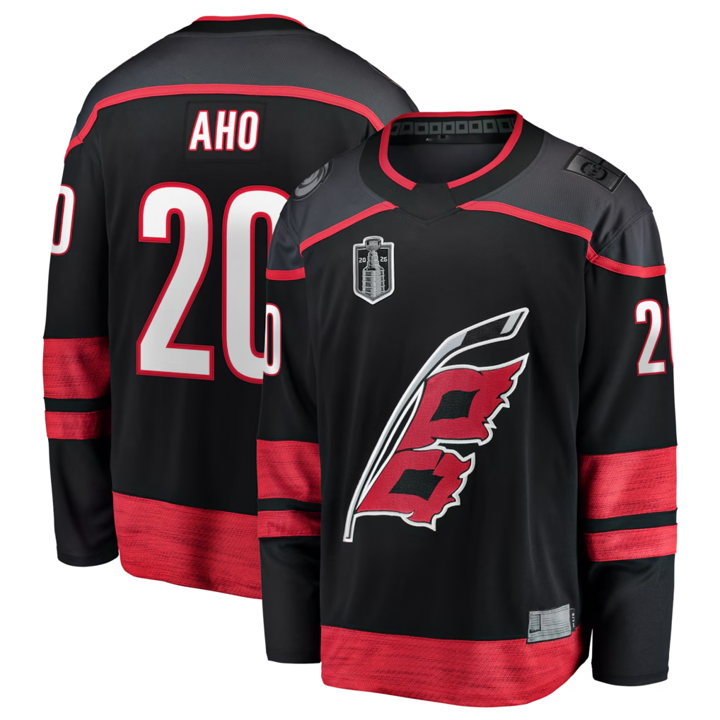 Tuec C.Hurricanes #26 Sebastian Aho Black 2026 Stanley Cup Final Home Breakaway Stitched Jerseys