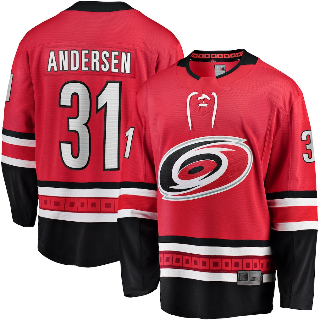 Tuec C.Hurricanes #31 Frederik Andersen Red Alternate Breakaway Player Stitched Jerseys