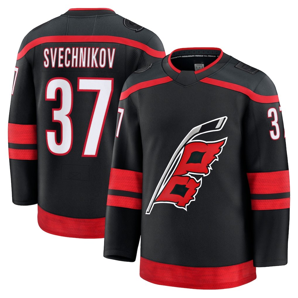Tuec C.Hurricanes #37 Andrei Svechnikov Black Home Premium Stitched Jerseys