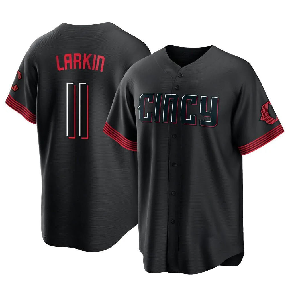 Ldoa C.Reds #11 Barry Larkin Player Black City Connect Home Game Stitched Jerseys
