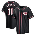 Ldoa C.Reds #11 Barry Larkin Player Black Fashion Out Home Game Stitched Jerseys