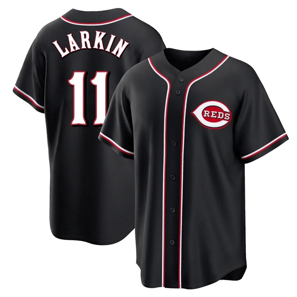 Ldoa C.Reds #11 Barry Larkin Player Black Fashion Out Home Game Stitched Jerseys
