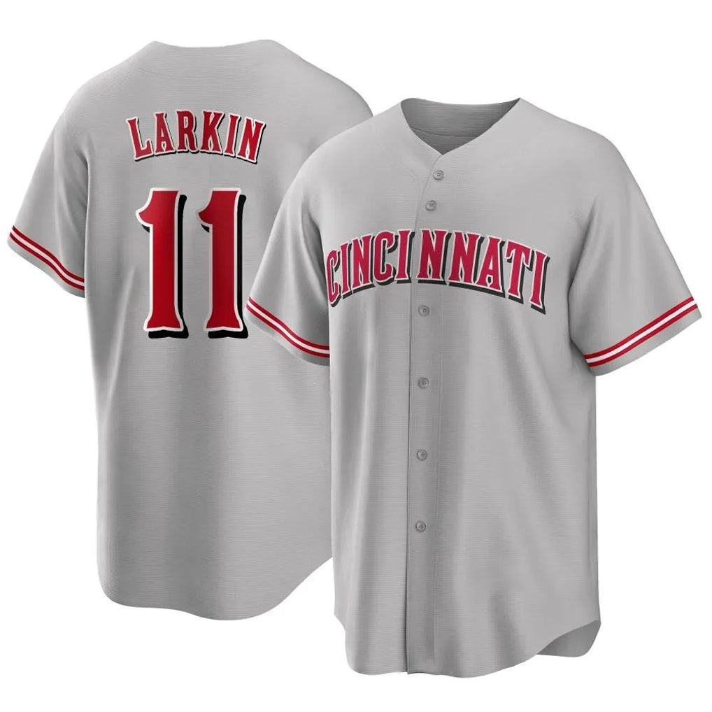 Ldoa C.Reds #11 Barry Larkin Player Gray Home Game Stitched Jerseys