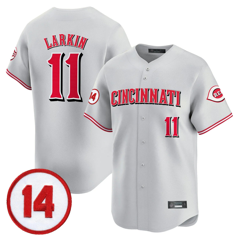 Ldoa C.Reds #11 Barry Larkin Player Gray Vapor Premier Limited Home Stitched Jerseys