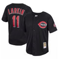 Ldoa C.Reds #11 Barry Larkin Player Mitchell & Ness Black Throwback Cooperstown Mesh Game Stitched Jerseys
