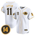 Ldoa C.Reds #11 Barry Larkin Player White-Gold Vapor Premier Limited Home Stitched Jerseys