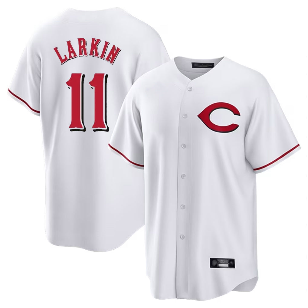 Ldoa C.Reds #11 Barry Larkin Player White Home Game Stitched Jerseys