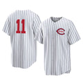 Ldoa C.Reds #11 Barry Larkin Player White Stripe Field of Dreams Game Home Stitched Jerseys