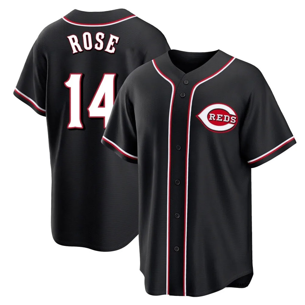 Ldoa C.Reds #14 Pete Rose Player Black Fashion Out Home Game Stitched Jerseys