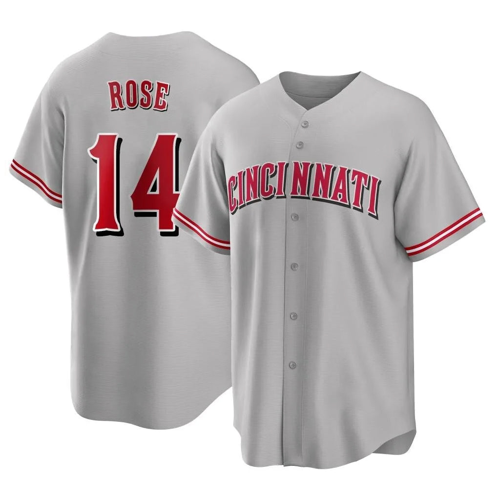 Ldoa C.Reds #14 Pete Rose Player Gray Home Game Stitched Jerseys