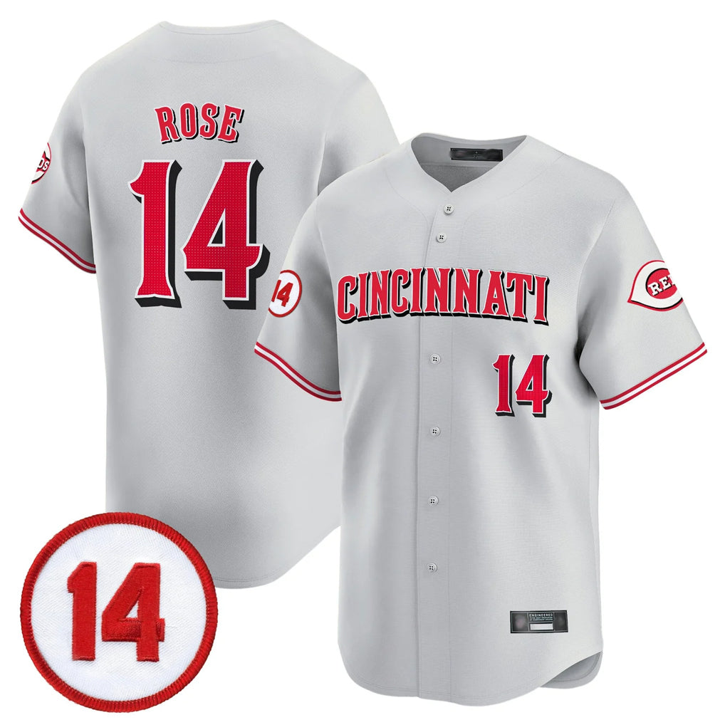 Ldoa C.Reds #14 Pete Rose Player Gray Vapor Premier Limited Home Stitched Jerseys