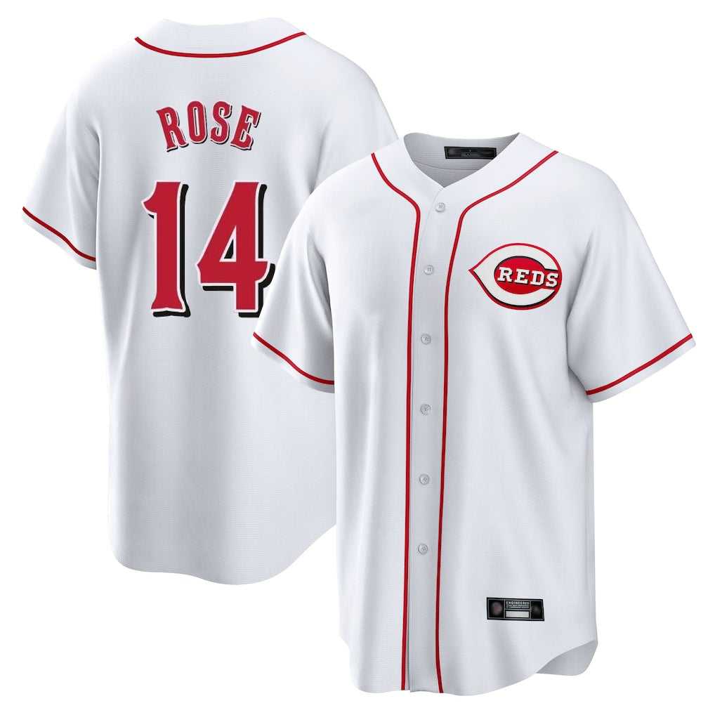 Ldoa C.Reds #14 Pete Rose Player White Game Home Stitched Jerseys