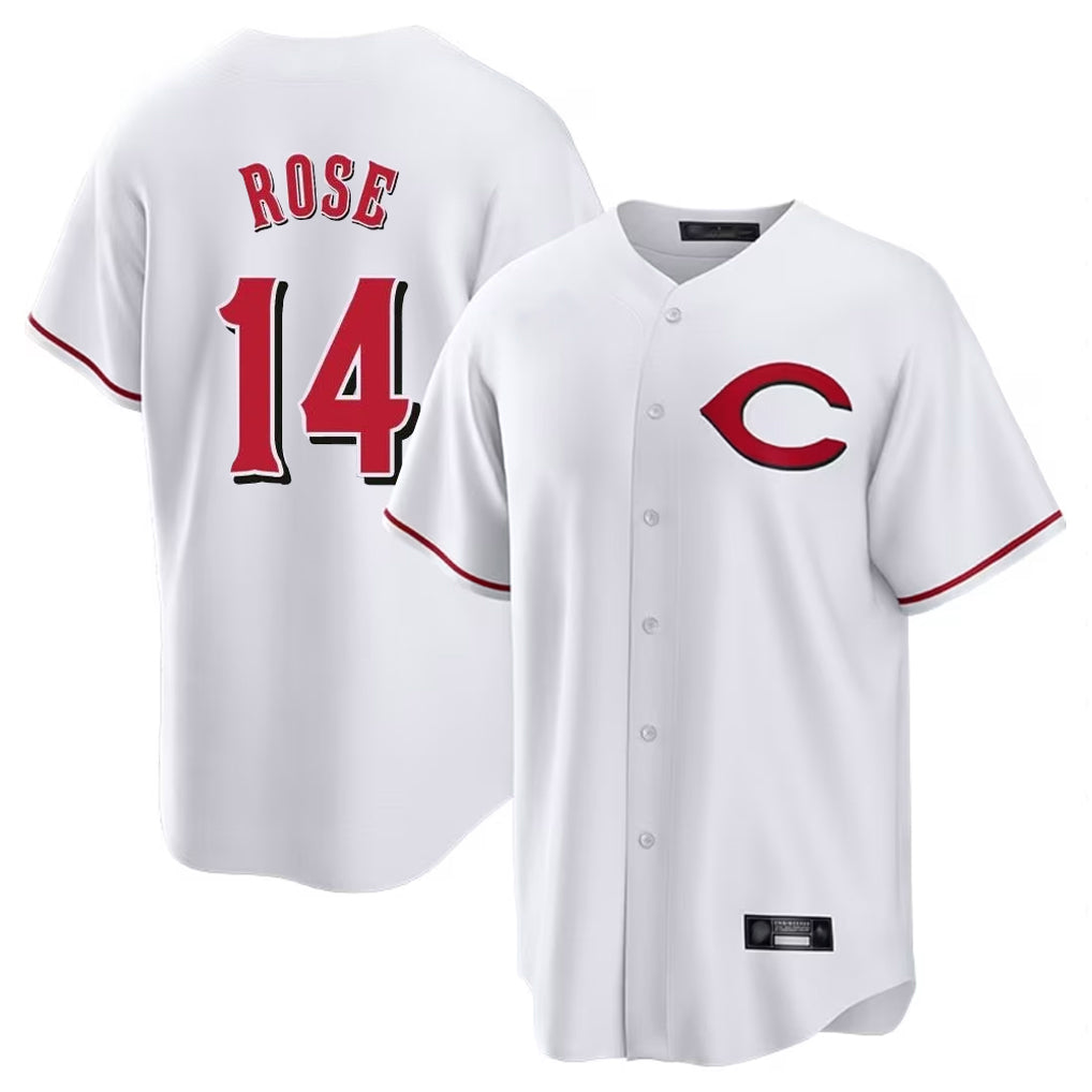 Ldoa C.Reds #14 Pete Rose Player White Home Game Stitched Jerseys