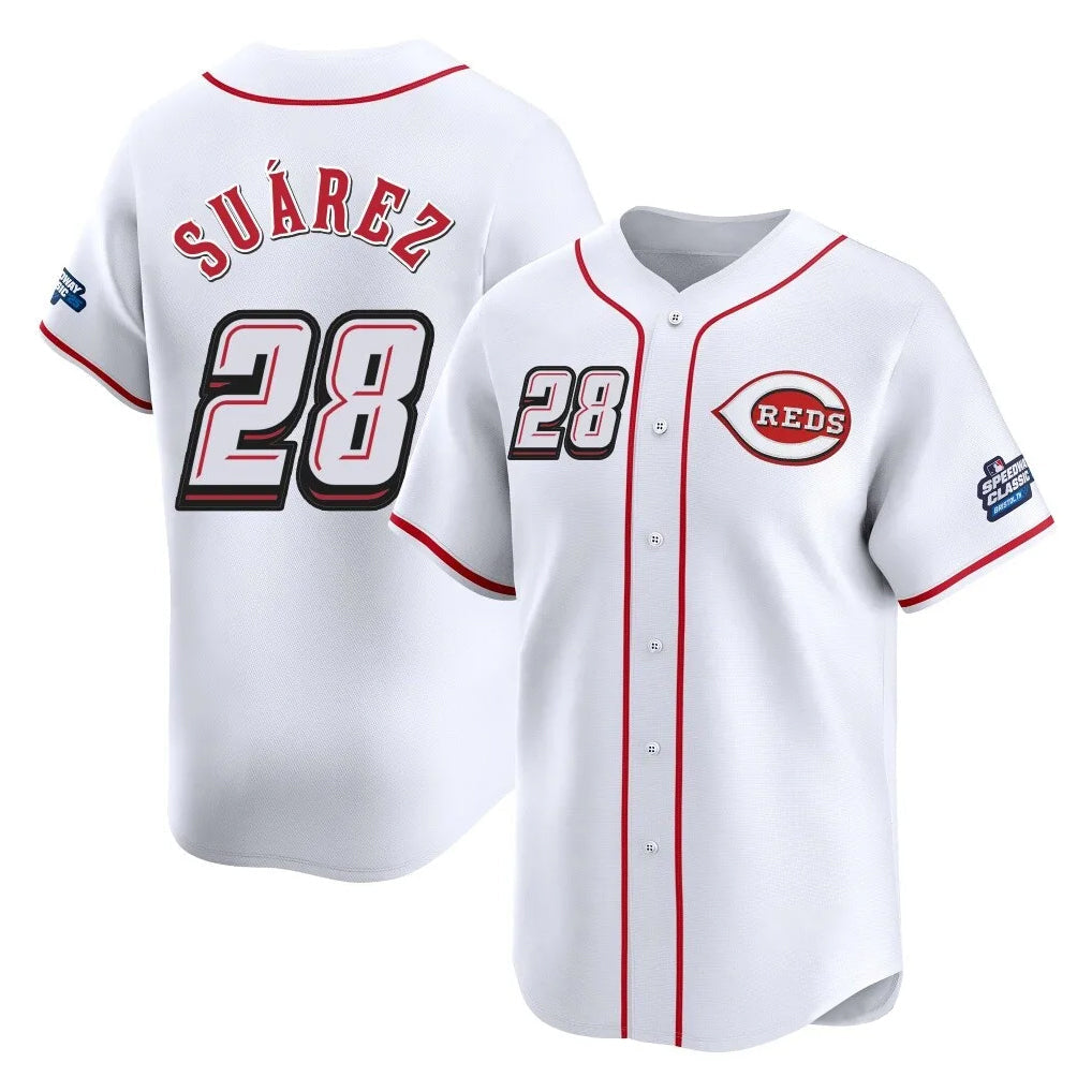 Ldoa C.Reds #28 Eugenio Su¡§¡érez Player White Speedway Classic Home Limited Stitched Jerseys