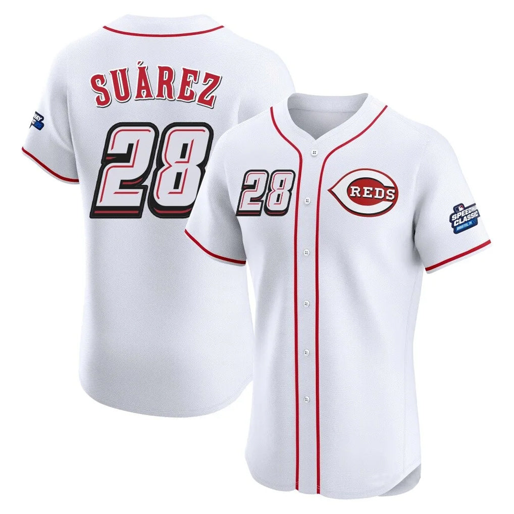 Ldoa C.Reds #28 Eugenio Su¡§¡érez Player White Speedway Classic Limited Elite Home Stitched Jerseys