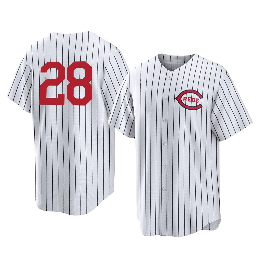 Ldoa C.Reds #28 Eugenio Su¡§¡érez Player White Stripe Field of Dreams Game Home Stitched Jerseys