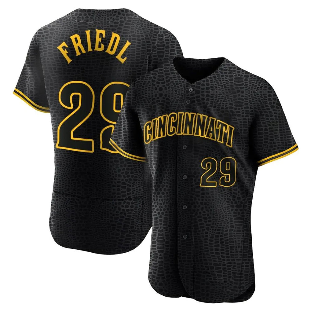 Ldoa C.Reds #29 TJ Friedl Player Black Snake Skin City Limited Elite Home Stitched Jerseys