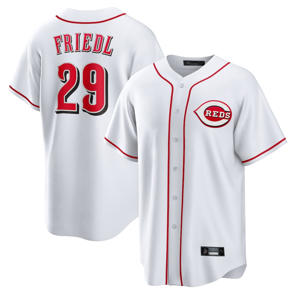 Ldoa C.Reds #29 TJ Friedl Player White Game Home Stitched Jerseys