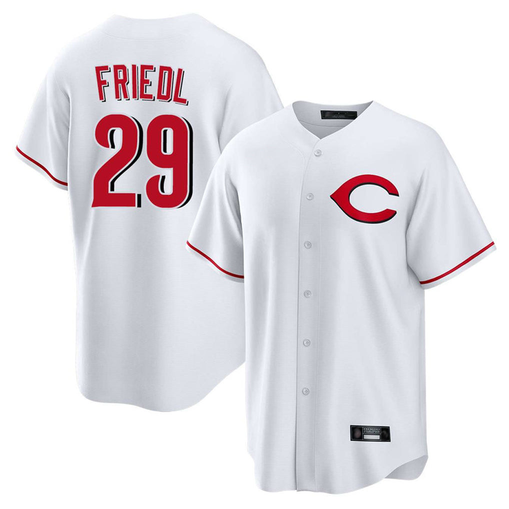 Ldoa C.Reds #29 TJ Friedl Player White Home Game Stitched Jerseys