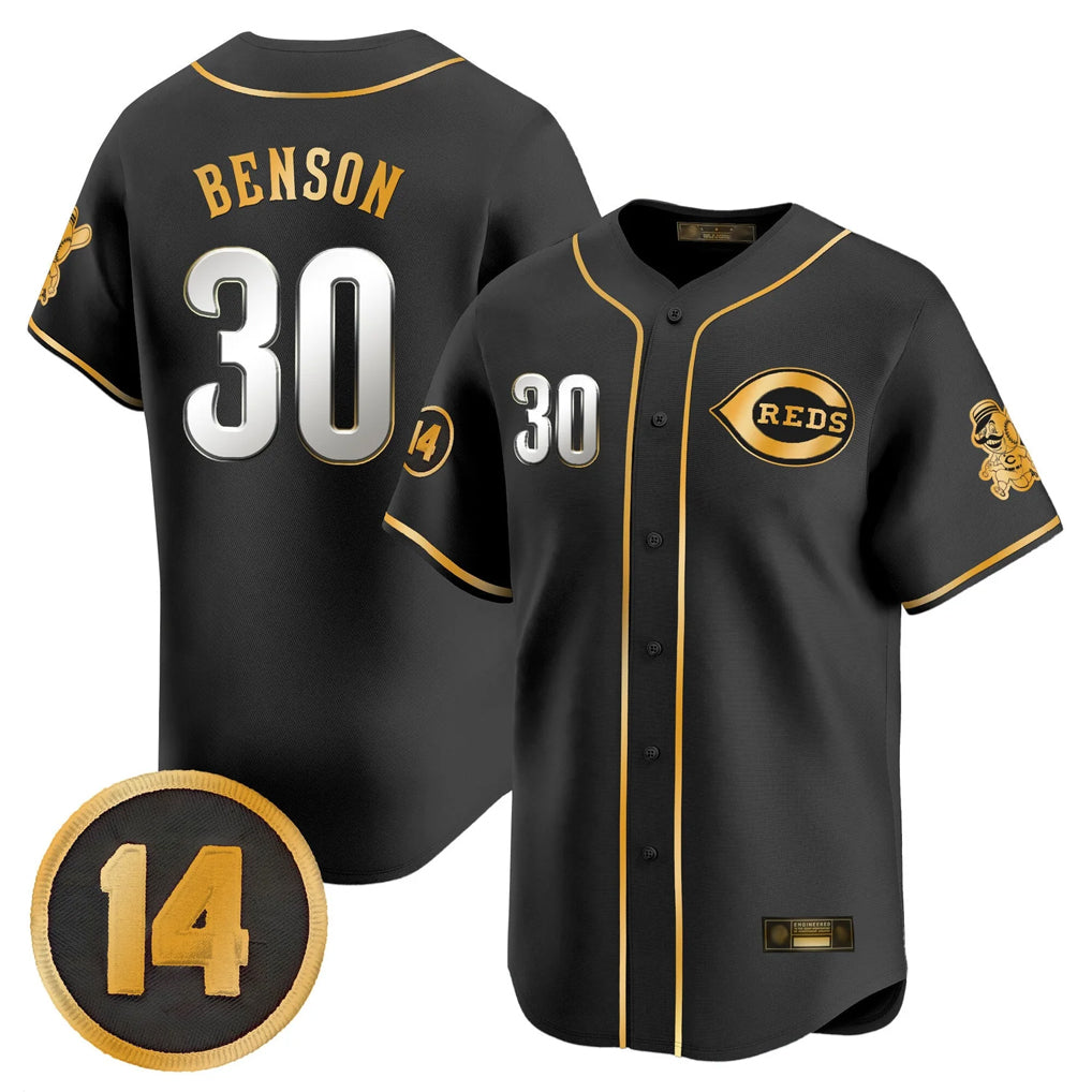 Ldoa C.Reds #30 Ken Griffey Player Black-Gold Vapor Premier Limited Home Stitched Jerseys