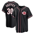 Ldoa C.Reds #30 Ken Griffey Player Black Fashion Out Home Game Stitched Jerseys