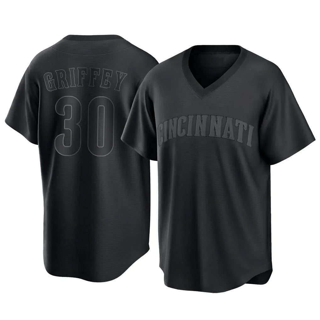 Ldoa C.Reds #30 Ken Griffey Player Black T-shirt Game Home Stitched Jerseys