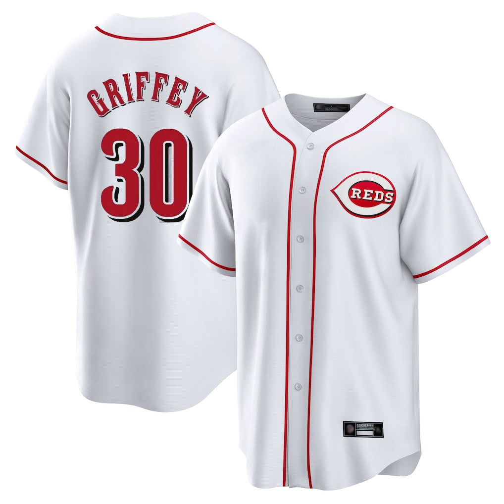 Ldoa C.Reds #30 Ken Griffey Player White Game Home Stitched Jerseys