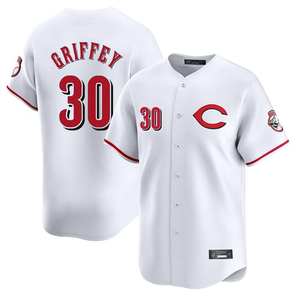 Ldoa C.Reds #30 Ken Griffey Player White Limited Home Stitched Jerseys