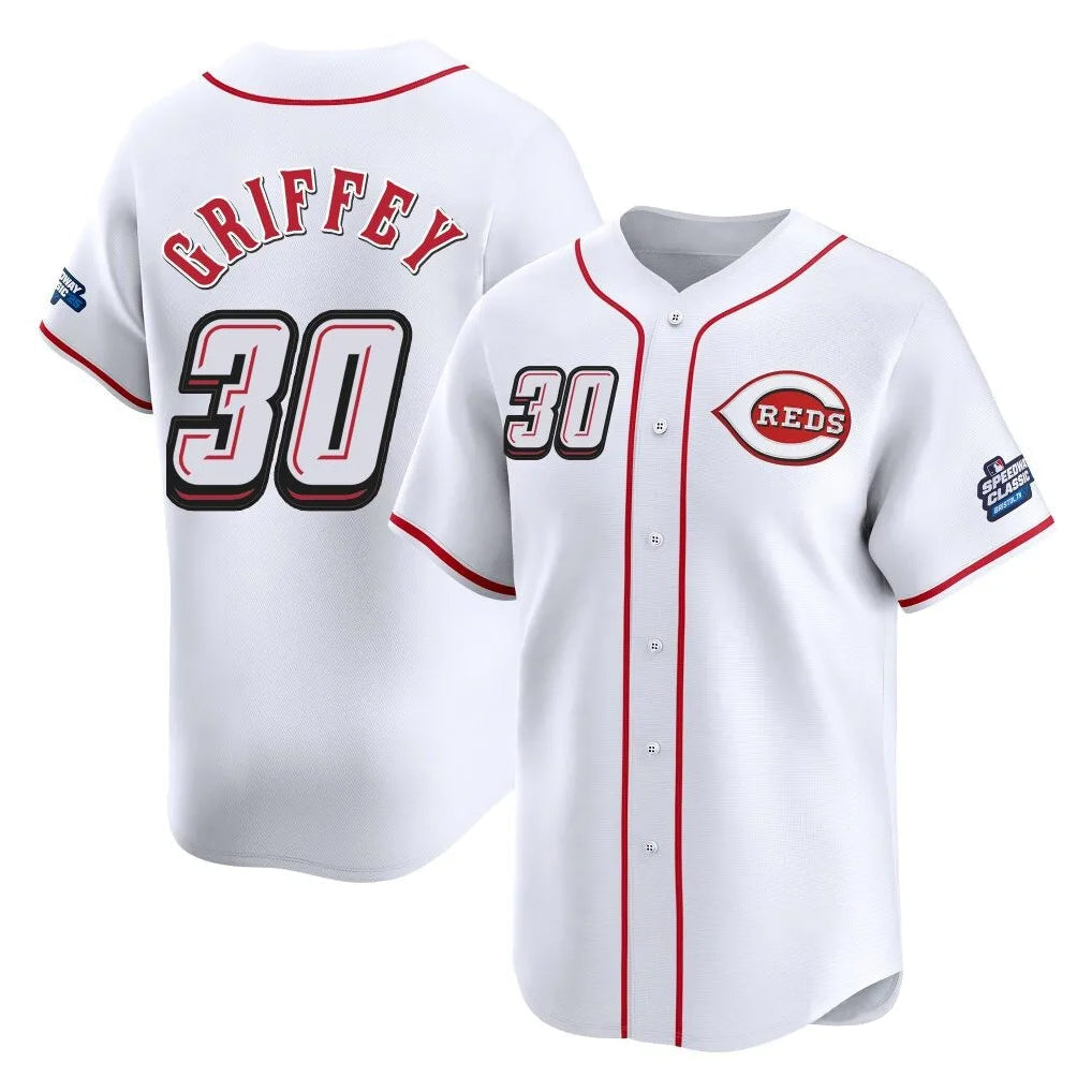 Ldoa C.Reds #30 Ken Griffey Player White Speedway Classic Home Limited Stitched Jerseys
