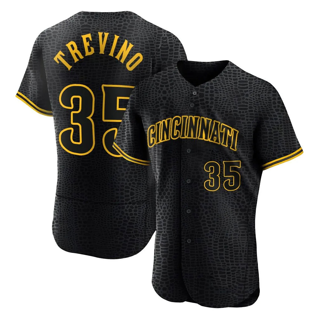 Ldoa C.Reds #35 Jose Trevino Player Black Snake Skin City Limited Elite Home Stitched Jerseys