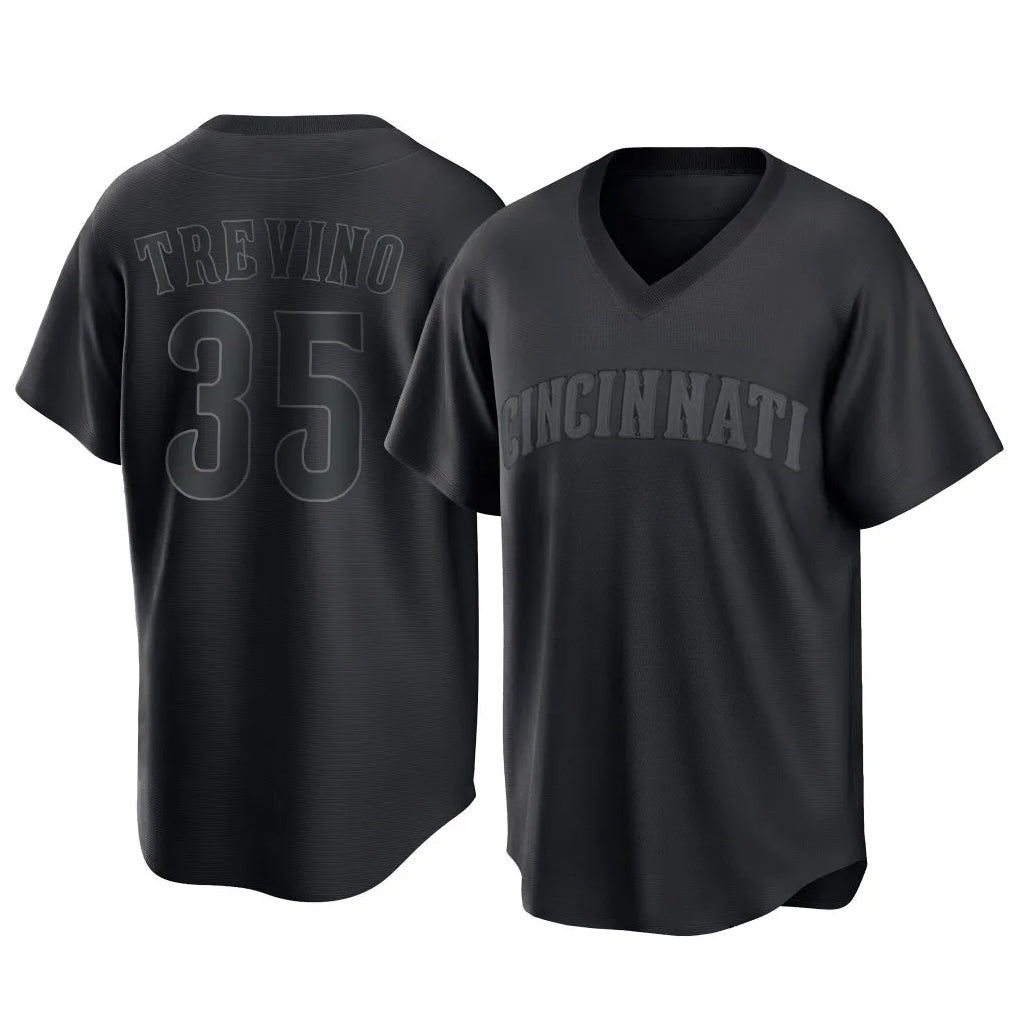 Ldoa C.Reds #35 Jose Trevino Player Black T-shirt Game Home Stitched Jerseys
