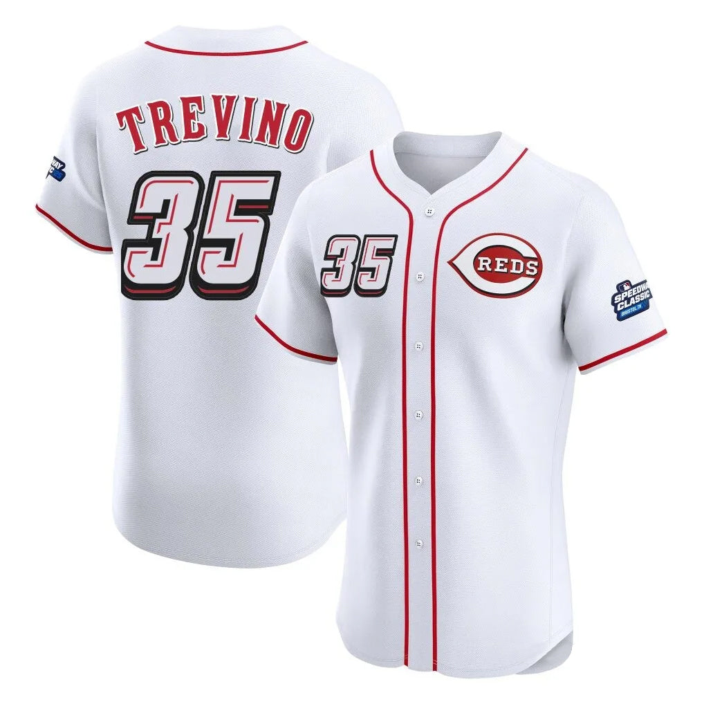 Ldoa C.Reds #35 Jose Trevino Player White Speedway Classic Limited Elite Home Stitched Jerseys