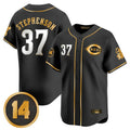 Ldoa C.Reds #37 Tyler Stephenson Player Black-Gold Vapor Premier Limited Home Stitched Jerseys