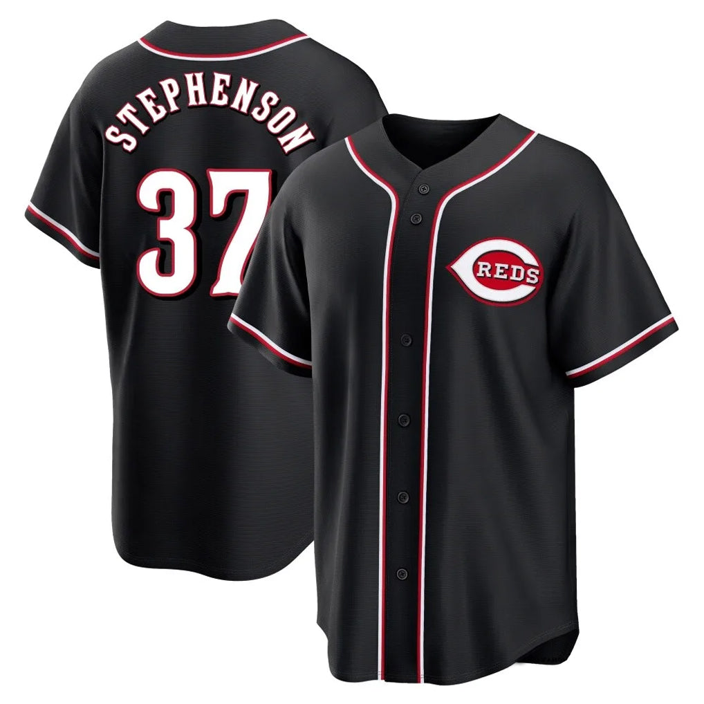 Ldoa C.Reds #37 Tyler Stephenson Player Black Fashion Out Home Game Stitched Jerseys