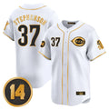 Ldoa C.Reds #37 Tyler Stephenson Player White-Gold Vapor Premier Limited Home Stitched Jerseys