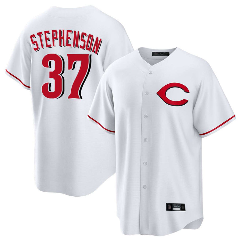 Ldoa C.Reds #37 Tyler Stephenson Player White Home Game Stitched Jerseys