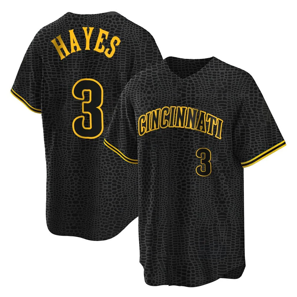 Ldoa C.Reds #3 Ke'Bryan Hayes Player Black Snake Skin City Home Stitched Jerseys