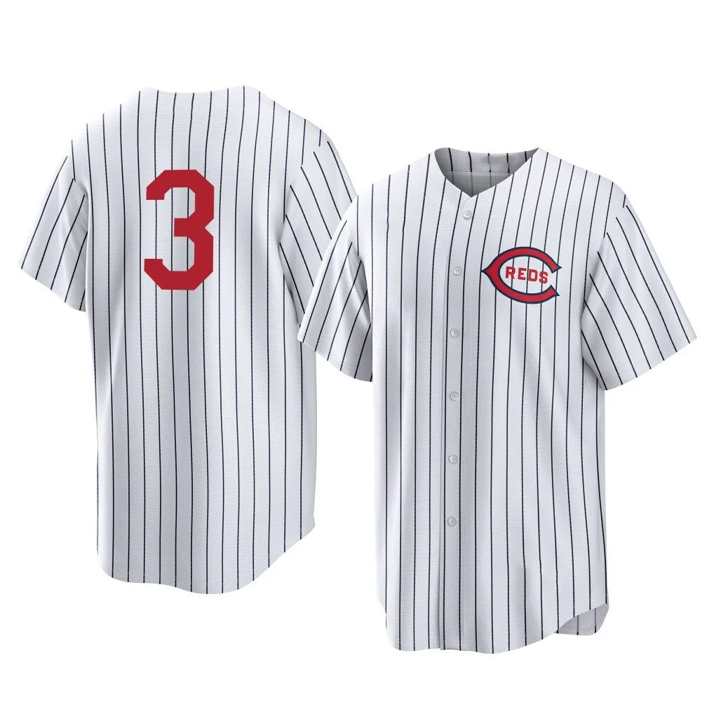 Ldoa C.Reds #3 Ke'Bryan Hayes Player White Stripe Field of Dreams Game Home Stitched Jerseys