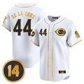Ldoa C.Reds #44 Elly De La Cruz Player White-Gold Vapor Premier Limited Home Stitched Jerseys