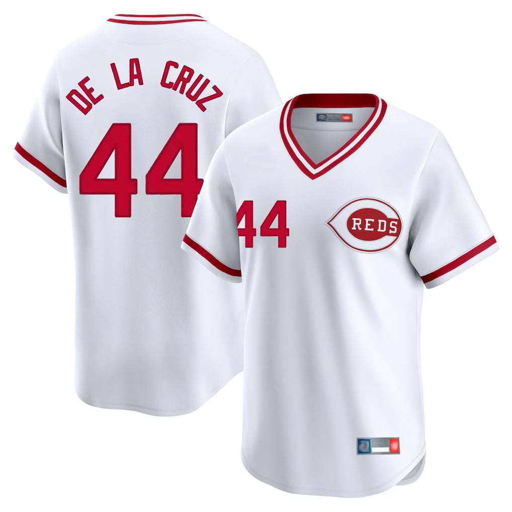 Ldoa C.Reds #44 Elly De La Cruz Player White Cooperstown Collection Limited Stitched Jerseys