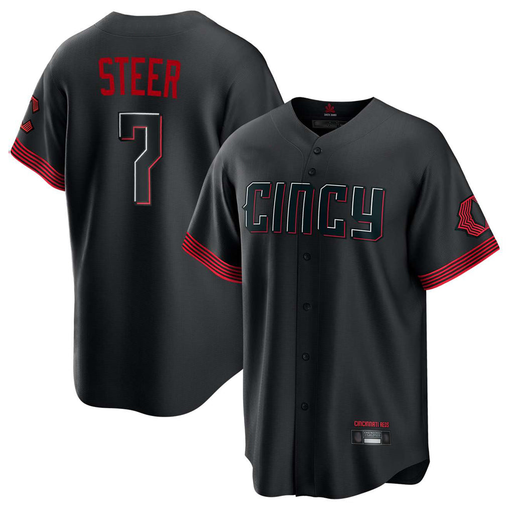 Ldoa C.Reds #7 Spencer Steer Player Black City Connect Home Game Stitched Jerseys