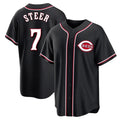 Ldoa C.Reds #7 Spencer Steer Player Black Fashion Out Home Game Stitched Jerseys